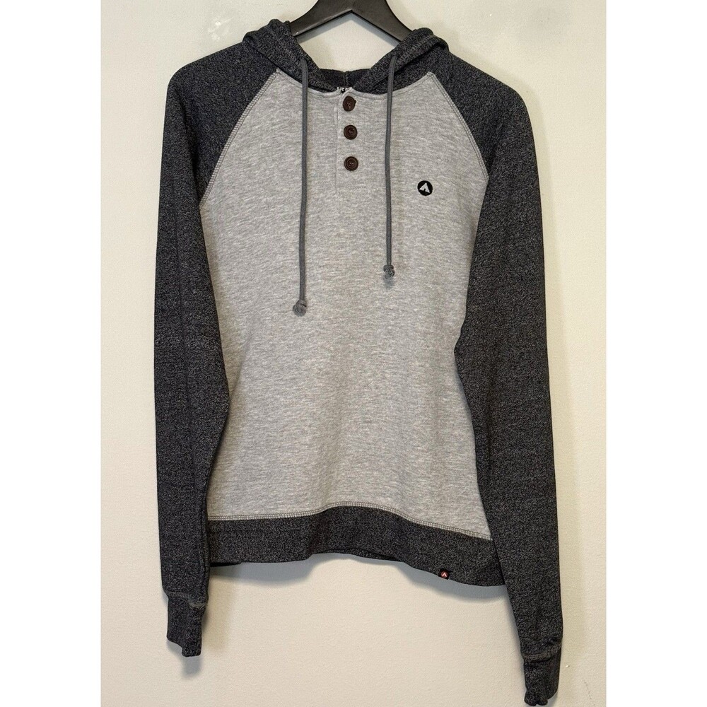 Airwalk Men's Pullover Light Weight Hoodie Sz Med Gray Raglan Skater Y2K